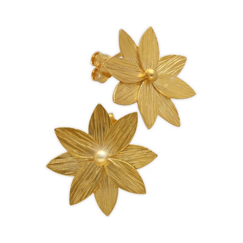 Sterling Silber Blumen Ohrstecker 24K Gold Floral Statement von emmanuelaGR