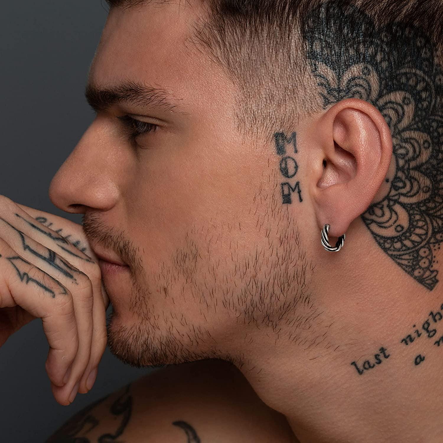 Sterling Silber Huggie Hoop Ohrring Für Männer Gothic Rock Style von emmanuelaGR