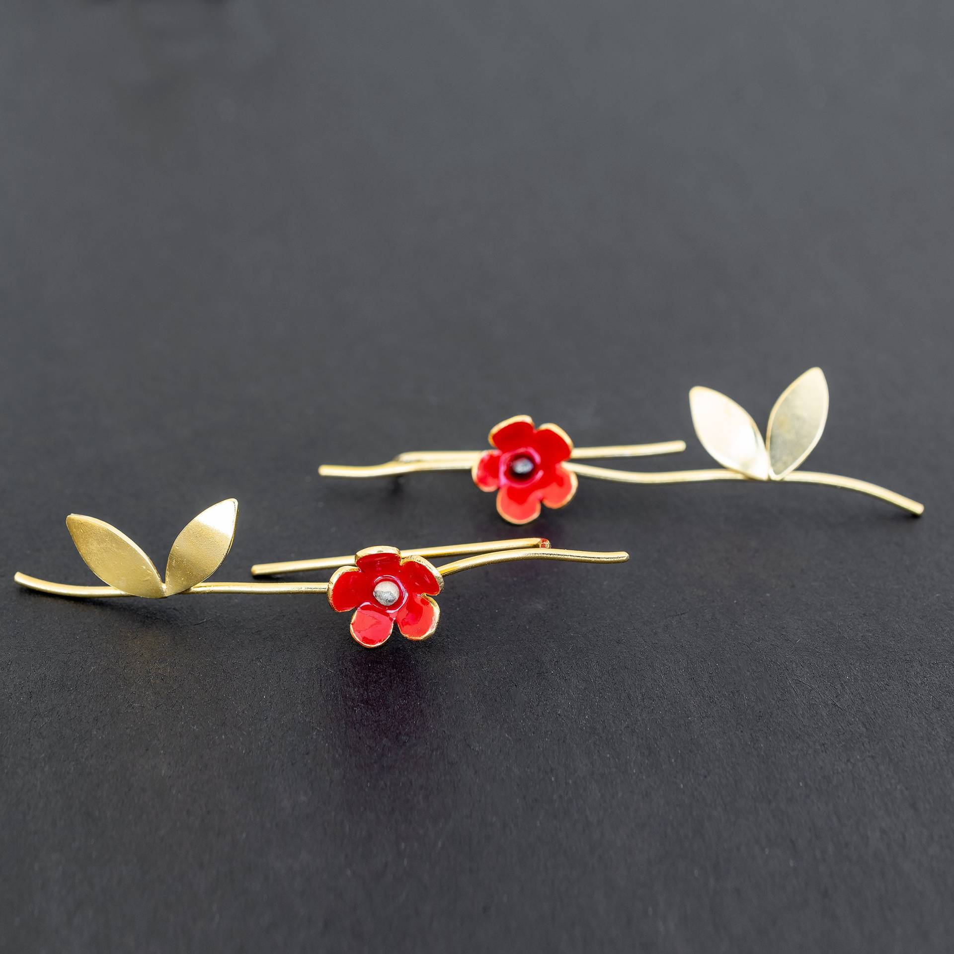 Sterling Silber Mohn Ohrringe Mit Rotem Emaille, Statement Rot Schmuckschmuckgeschenk, Bestes Geschenk Für Mama, Geschenk Oma von emmanuelaGR