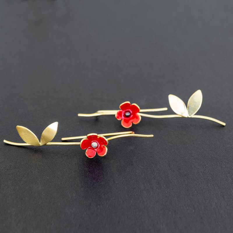 Sterling Silber Mohn Ohrringe Mit Rotem Emaille, Statement Rot Schmuckschmuckgeschenk, Bestes Geschenk Für Mama, Geschenk Oma von emmanuelaGR