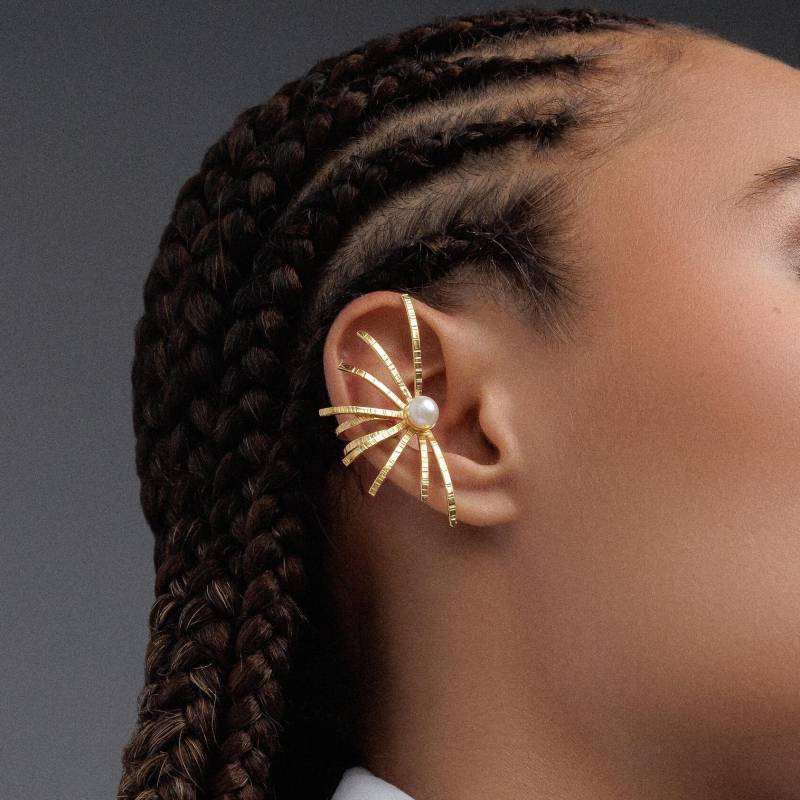 Sterling Silber Spinne Ohrmanschette Perle Steampunk Ohrmanschette, Kein Piercing von emmanuelaGR