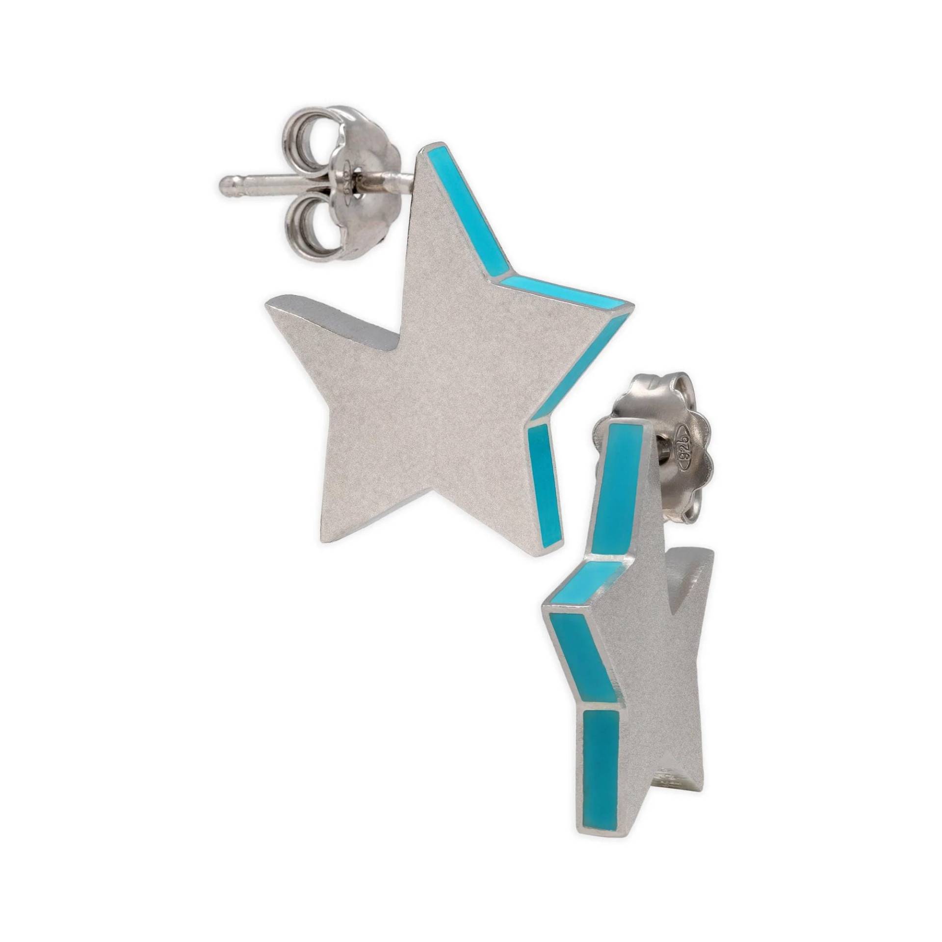 Sterling Silber Stern Ohrstecker Mit Türkis Emaille von emmanuelaGR