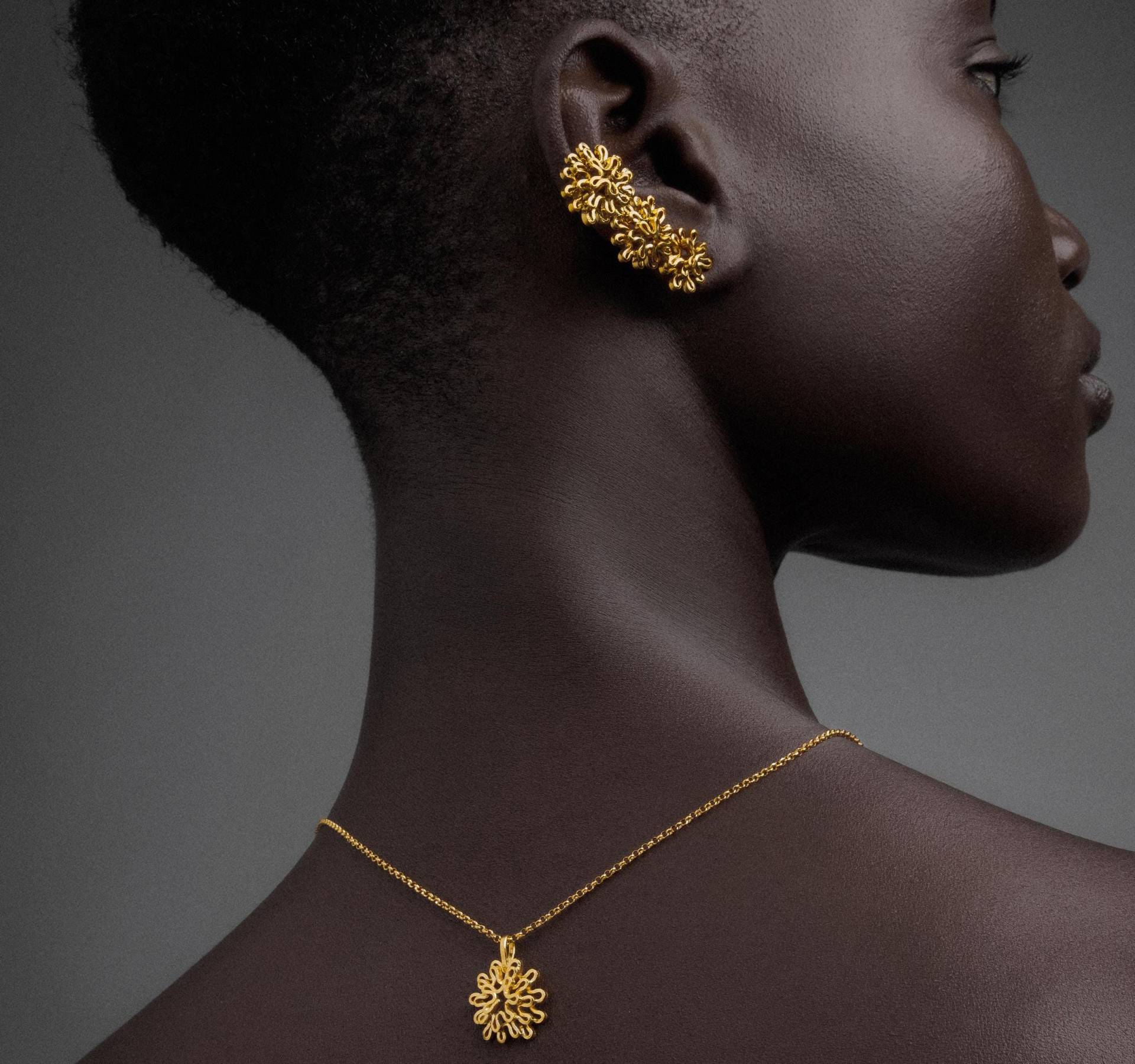 sterling Silber Blumen Ohrmanschette Hypoallergen Ohrschmuck von emmanuelaGR