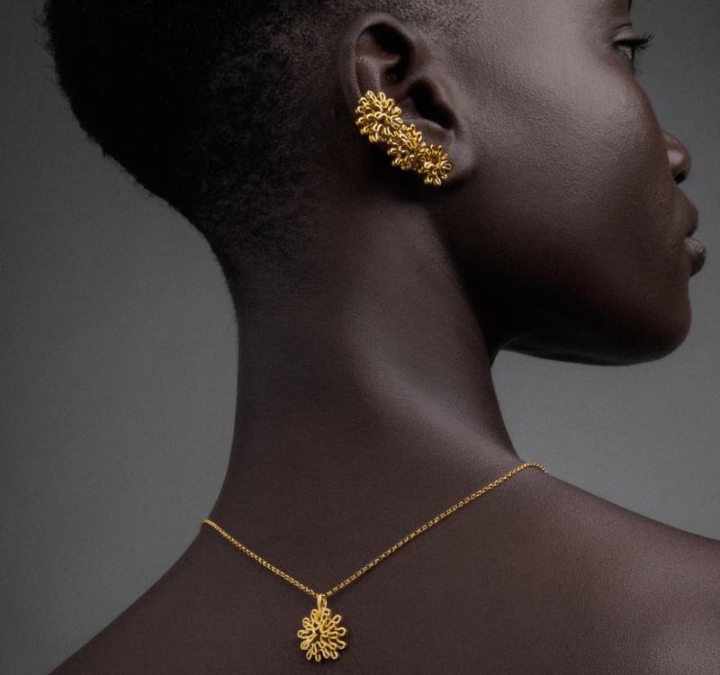 sterling Silber Blumen Ohrmanschette Hypoallergen Ohrschmuck von emmanuelaGR