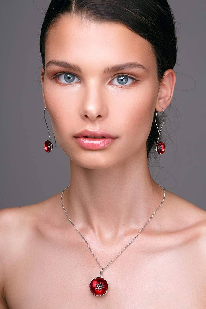sterling Silber Mohn Ohrringe Mit Rotem Emaille Rot Schmuck Geschenk Für Sie Schmuckgeschenk, Bestes Mama Oma von emmanuelaGR