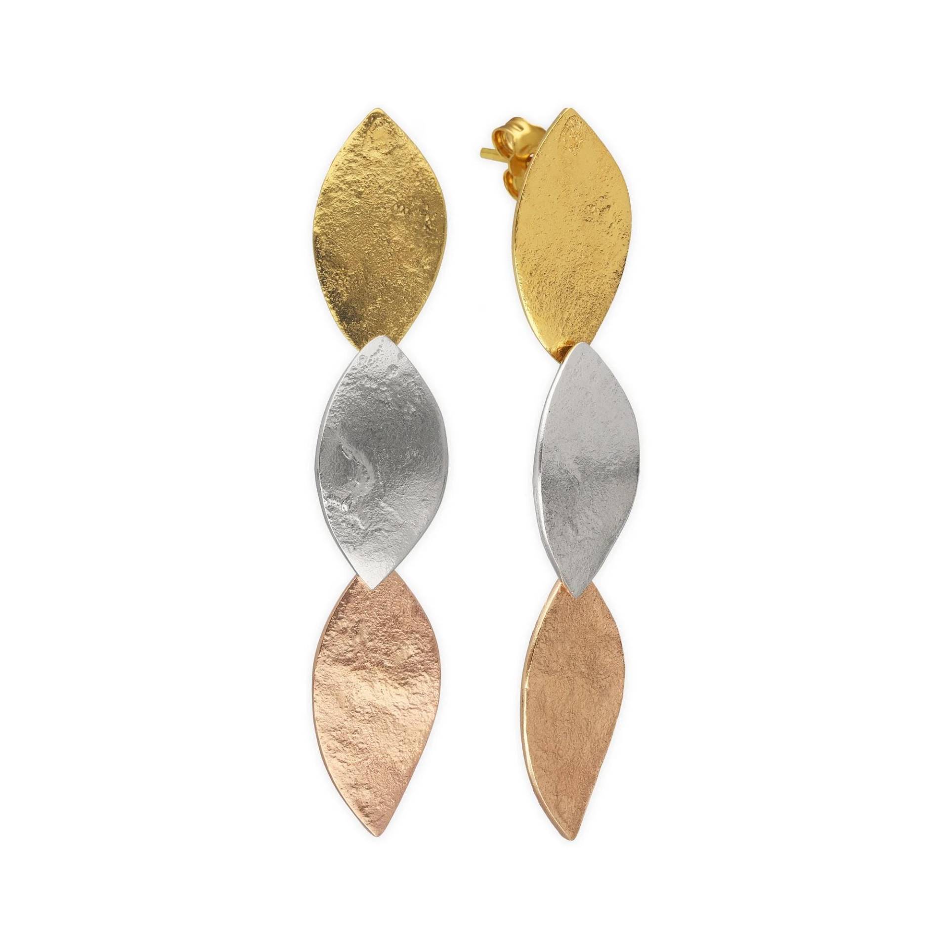 sterling Silber Ohrringe Gemischte Metall Boho Tropfen Schmuck von emmanuelaGR