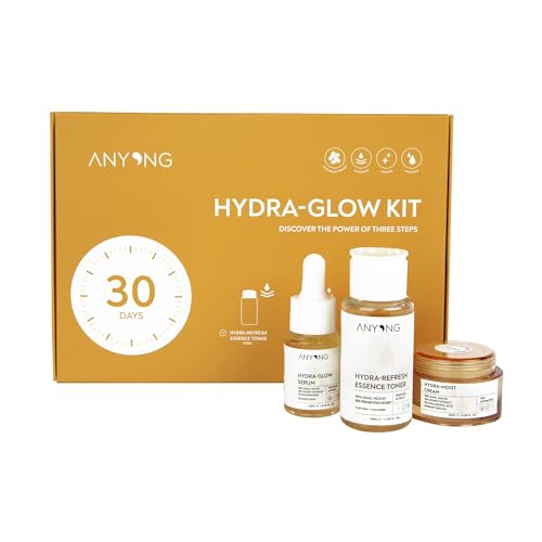 emmi-skin HYDRA-GLOW Gesichtspflege Set für Damen inkl. 50ml Gesichtswasser, 12ml Gesichtsserum mit Schneckenschleim und 20ml Gesichtscreme gegen unreine Haut, Feuchtigkeitspflege Anti-Aging von emmi-skin