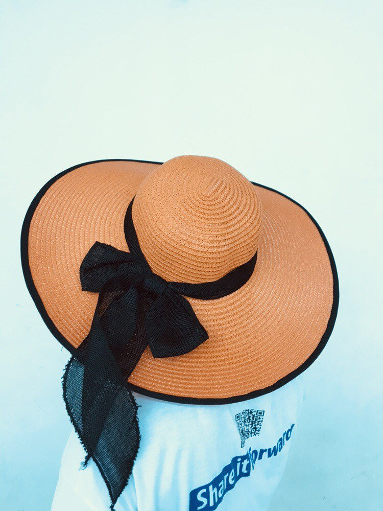 Orange Elegant Tropisch Sommer Thailand Elefant Hut Sonnenschutz Strand Breite Krempe Leinen Stroh Große Sonne Uv Schutz Frauen Party D08 von emonshop