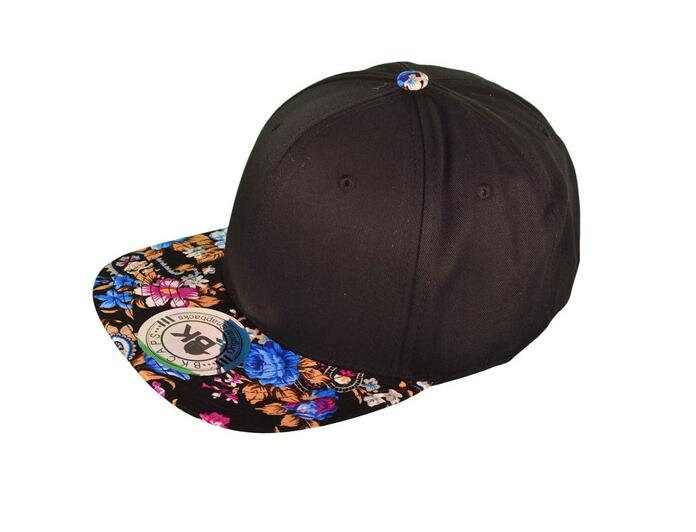 Benutzerdefinierte Stickerei Blumen Snapback Blau Rosa Und Gold Floral Krempe Schwarzen Hut Benutzerdefinierte/Paisley Mit Mehrfarbigen von empowerprinting