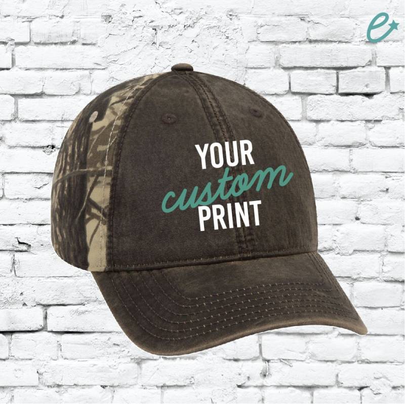 Benutzerdefinierte Stickerei Camo Leder Baseball Cap Snapback Moosigen Camoflauge Jagd Krempe Hut Mütze Grün Eichenlaub von empowerprinting