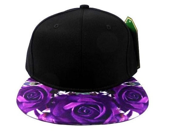 Benutzerdefinierte Stickerei Floral Snapback Lila Rose Blume Krempe Blumen Hat Schwarz Mütze Mit Mehrfarbigen von empowerprinting