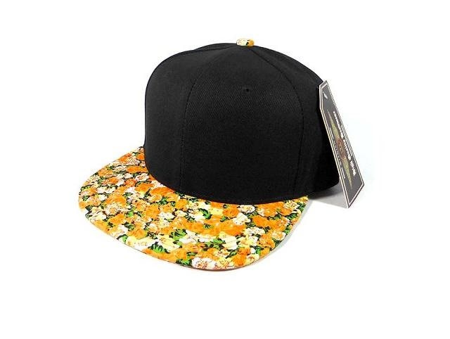 Benutzerdefinierte Stickerei Floral Snapback Orange Gelb Daisy Krempe Schwarze Mütze Custom Benutzerdefinierte Stickerei Floral Snapback Orange Gelb Daisy Krempe Schwarze Mütze Custom von empowerprinting