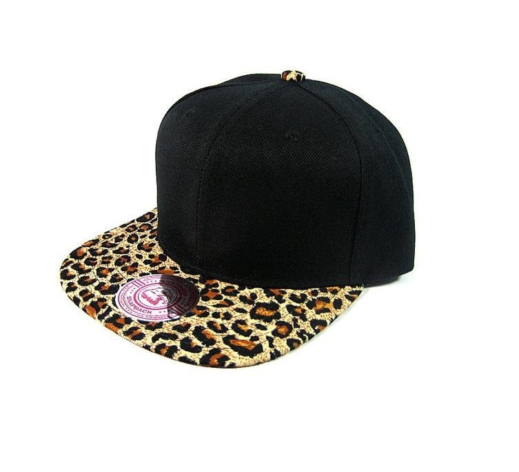 Benutzerdefinierte Stickerei Leopard Hut Snapback Cheetah Brim Solid Sueded Brush Cap Schwarzer Personalisierter Deckel von empowerprinting