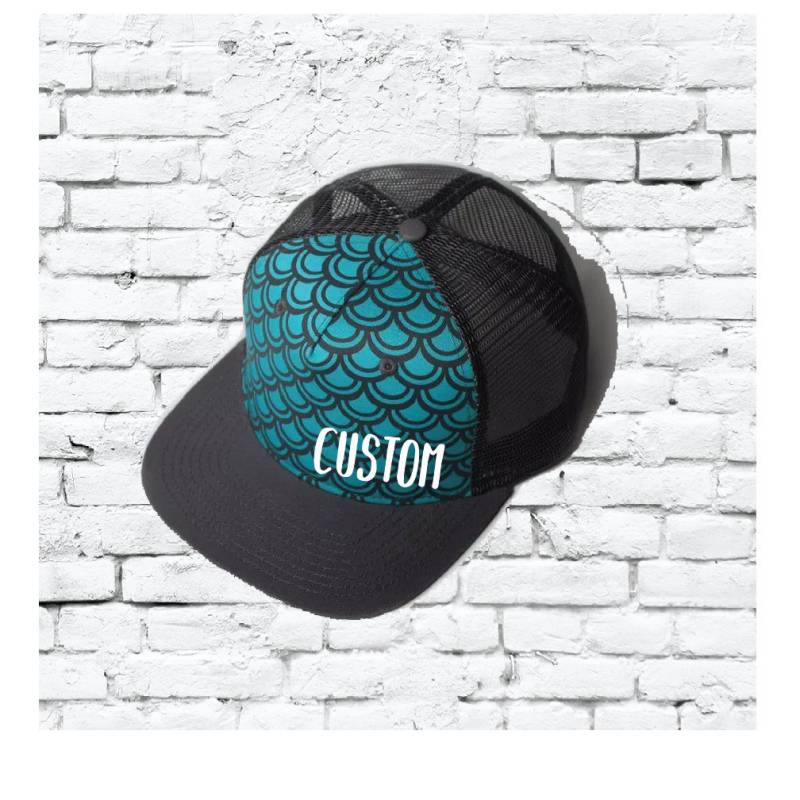 Benutzerdefinierte Stickerei Skalen Snapback Teal Meerjungfrau Mütze Mit Grau Krempe Trucker Ocean Beach Sealife Custom Benutzerdefinierte Stickerei Skalen Snapback Teal Meerjungfrau Mütze Mit Grau Krempe Trucker Ocean Beach Sealife Custom von empowerprinting
