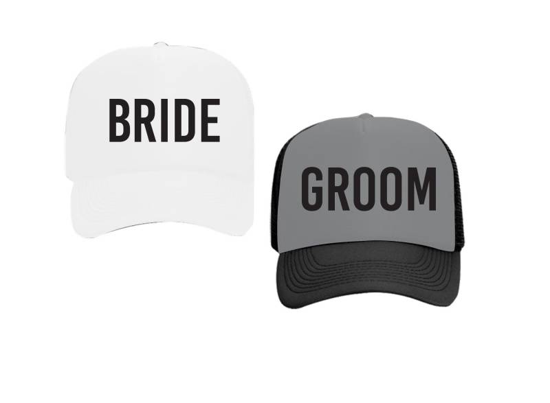 Braut Bräutigam Trucker Hat Mesh Zurück Hut Snapback Party Hüte Für Spring Break Hochzeit Empfang Rehersal von empowerprinting