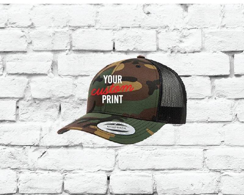 Camo Retro Trucker Benutzerdefinierte Stickerei Ihre Print Mesh Rückseite Hat von empowerprinting