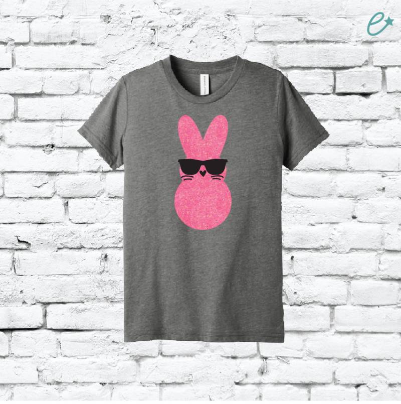 Coole Töne Peeps Shirt Ostern Grafik T-Shirt Glitzer Häschen Benutzerdefiniertes Personalisiertes Kurzarm-T-Shirt Feines Jersey-T-Shirt Kindergrößen von empowerprinting