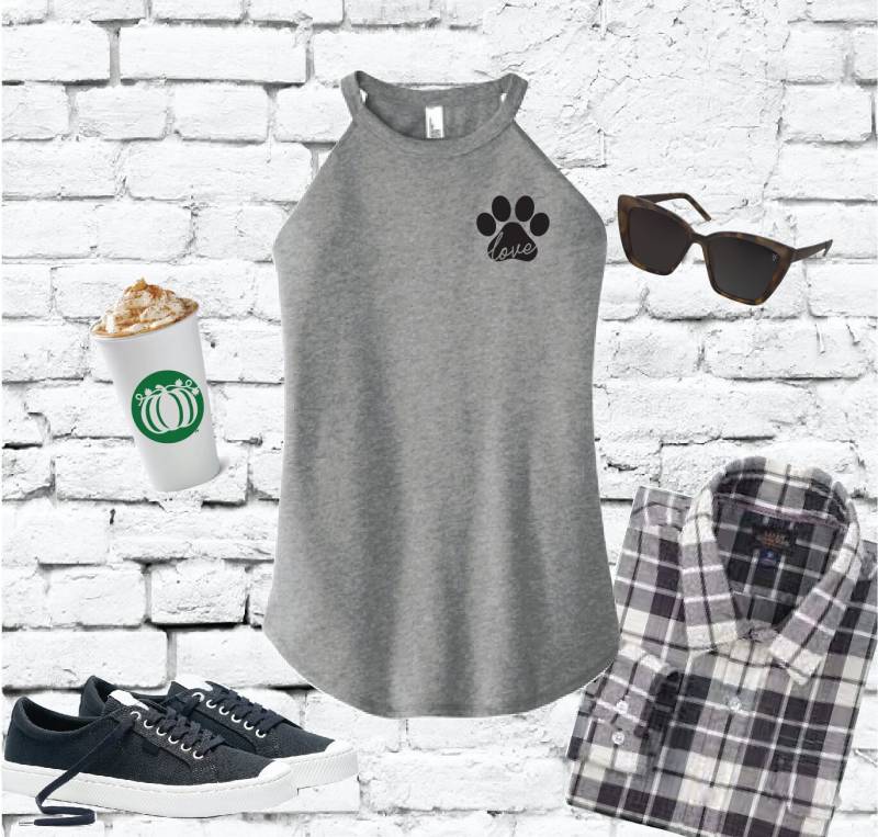 Hunde Tank Top Love Pfote Frauen High Neck Custom Personalisiert Fitted von empowerprinting