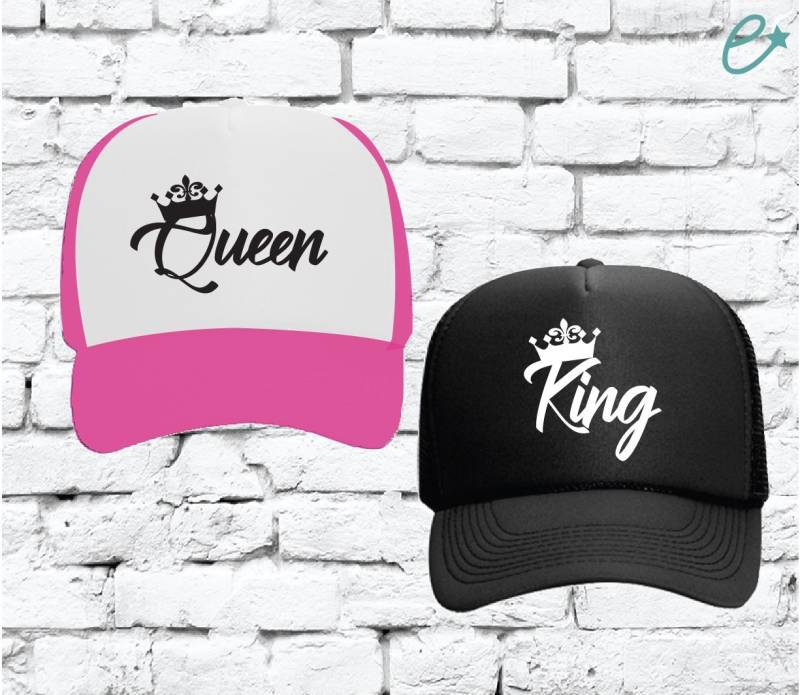 King & Queen Trucker Hats Benutzerdefinierte Partyhüte Mesh Zurück Mit Snapback Seine Und Ihre Passende Paare Krone von empowerprinting
