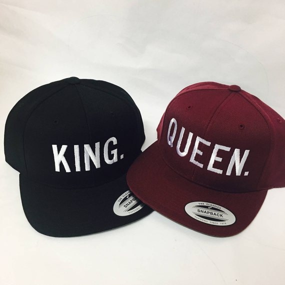 König Und Königin Snapbacks Fester Block Druck Paar Snapback Hüte von empowerprinting
