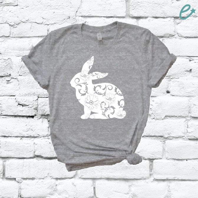 Osterhase Blumen T-Shirt Frohe Ostern Kaninchen Frühlingsblumen Shirt Grafik Rundhalsausschnitt Unisex Urlaub Benutzerdefiniertes von empowerprinting
