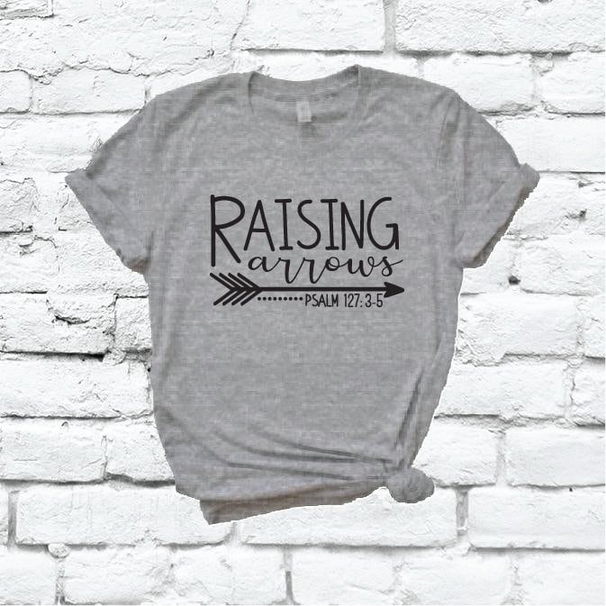 Rarising Arrows Shirt Psalm 127 3-5 Christliches Grafik-T-Shirt Unisex Rundhals-T-Shirt Benutzerdefinierte Farben Entspanntes Klein-Fit-T-Shirt von empowerprinting