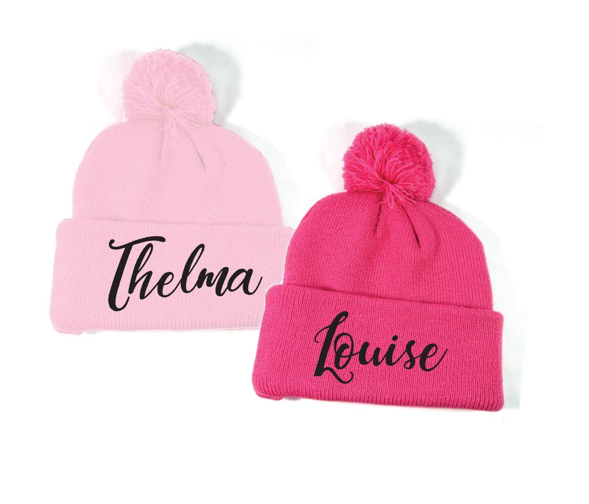 Thelma Und Louise Embroidery Pom Beanie Custom Mützen Rückfall Wintermütze Personalisierte Hüte von empowerprinting