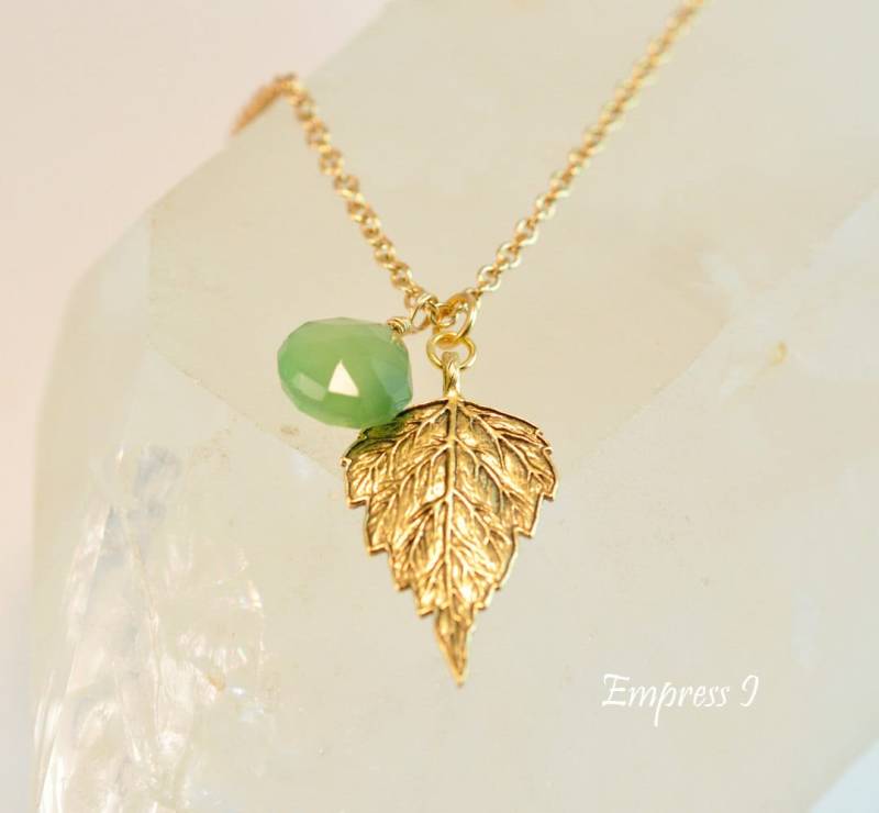 Grüner Chalcedon Aspen Blatt Halskette, Gold, Grüne Goldschmuck, Schmuck Für Frauen, Natur, Wald, Trendy, Geschenk Grüner Chalcedon Aspen Blatt Halskette, Gold, Grüne Goldschmuck, Schmuck Für Frauen, Natur, Wald, Trendy, Geschenk von empressi
