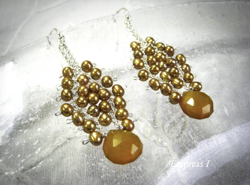 Perle Chalzedon Gobelin-Anweisung Ohrringe, Silber, Bronze, Schmuck Für Frauen, Freshwter Perle, Trendy, Einzigartige, Geschenkidee, Boho, Victorian Perle Chalzedon Gobelin-Anweisung Ohrringe, Silber, Bronze, Schmuck Für Frauen, Freshwter Perle, Trendy, Einzigartige, Geschenkidee, Boho, Victorian von empressi