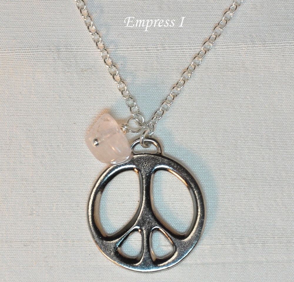 Verkauf - Frieden Halskette, Zeichen Schmuck, Kunzit Charm Silber Anhänger, Geschenkidee von empressi