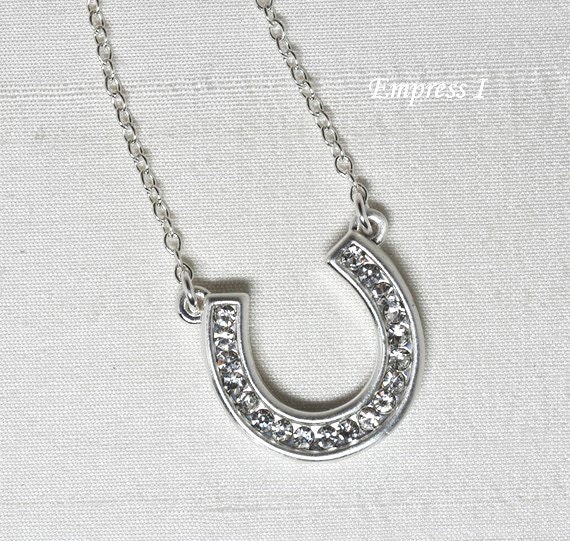 strass Hufeisen Halskette, Glück Viel Silber Klar Kristall Schmuck, Geschenk von empressi