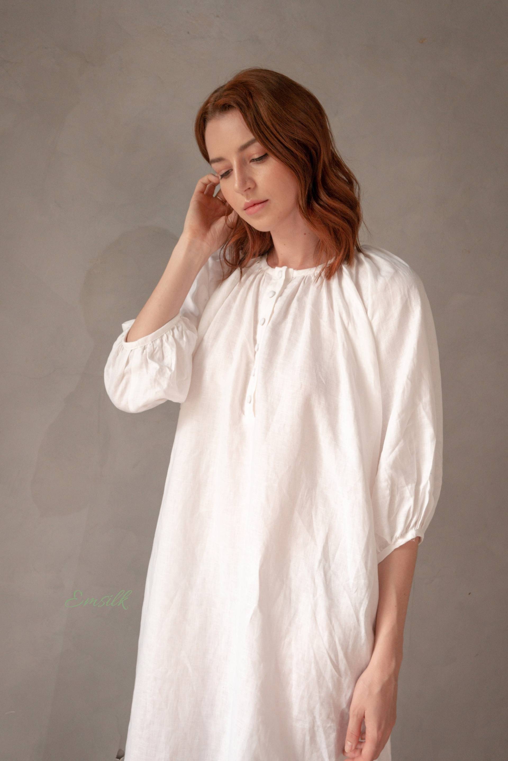 Übergroßes Weißes Premium Leinenkleid /Umstandskleid Leinenkleid/Sommerkleid/Gewaschenes Und Weiches Leinenkleid/Weißes Übergroßes Weißes Premium Leinenkleid /Umstandskleid Leinenkleid/Sommerkleid/Gewaschenes Und Weiches Leinenkleid/Weißes von emsilkdesign
