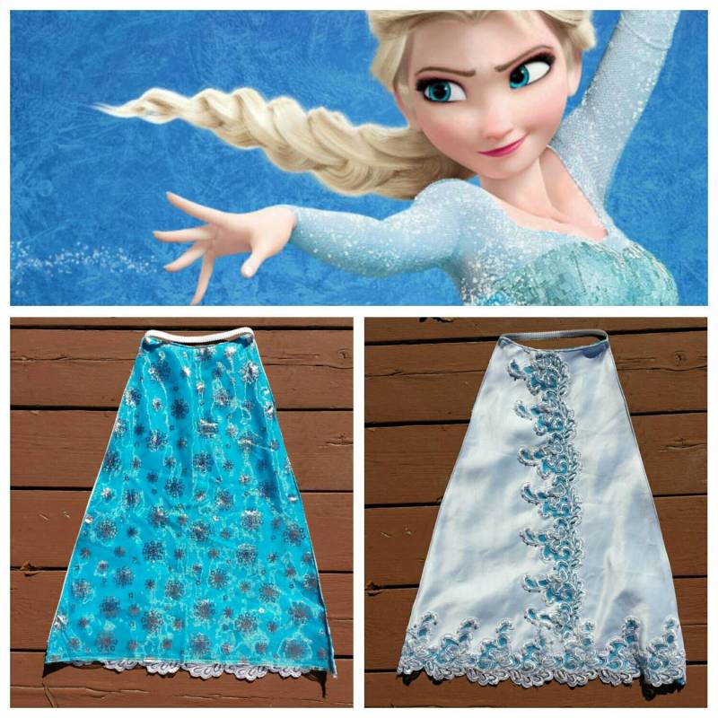 Upcycled Steampunk Kleidung, Eiskönigin Cape, Elsa Frozen, Schneefee, Periwinkle Fee | Türkis Schneeflocke Print, Weißer Perlensatin von enduredesigns