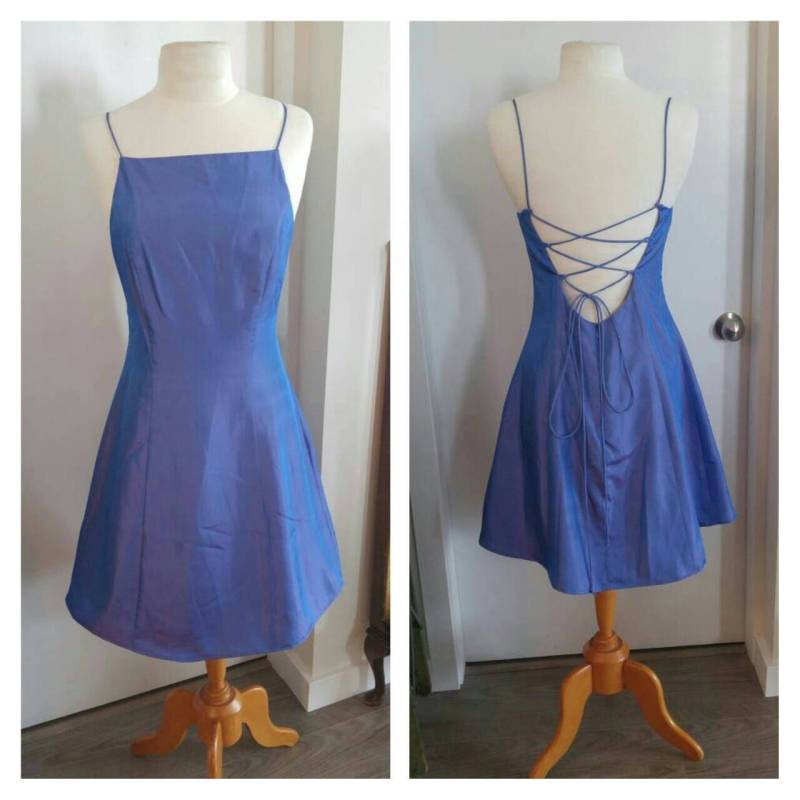 Upcycling Kleidung, Abschlussballkleid, Damen Flieder Formal Kleid - Cocktaillänge Abendkleid, Irisierendes Taft Brautjungfern Kleid, Gr. 5 von enduredesigns