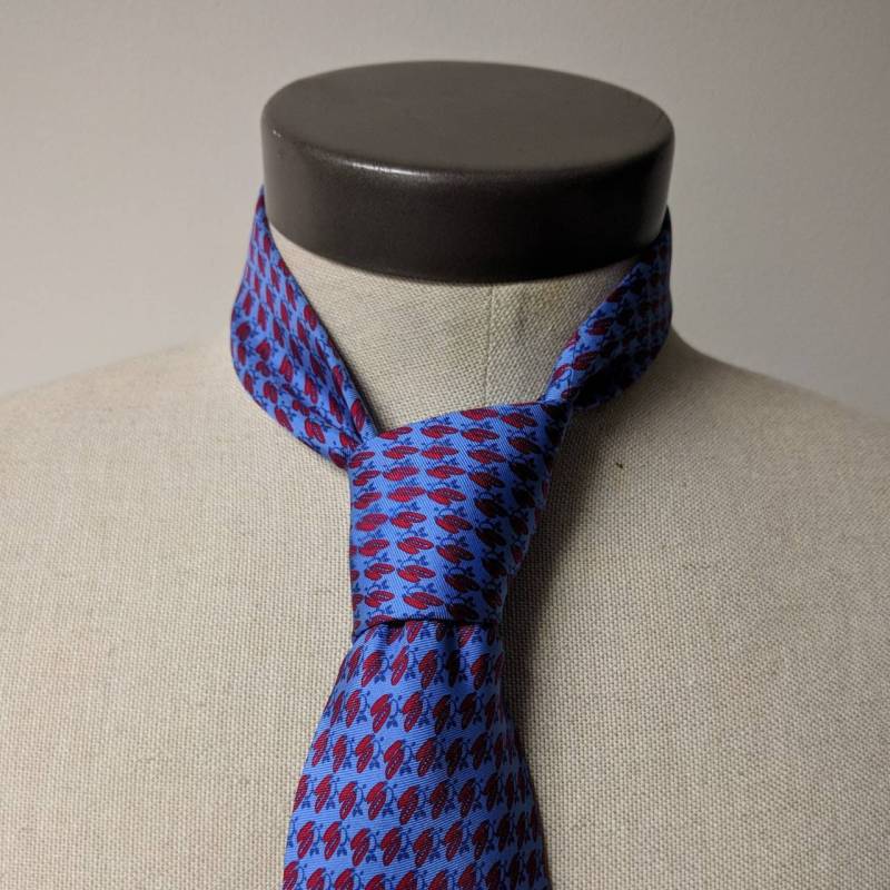 Vintage Krawatte, Herren Kleidung Accessoires, Krawatte Erwachsene Größe, Blau Und Rot Grafik Print Seide von enduredesigns