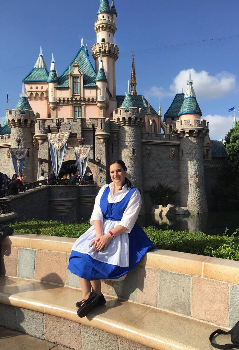 steampunk Kleidung, Belle Kostüm, Nach Maß, Beauty & The Beast, Blaues 2-Teiliges Kleid, Weiße Schürze Und Unterrock, Erwachsene Größe S, M, L von enduredesigns