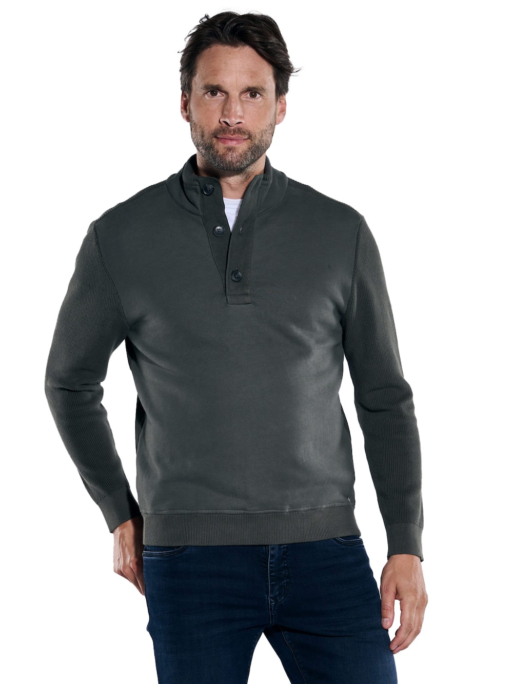 Große Größen engbers Herren Pullover mit Troyerkragen , Herren, grün, Größe: 5XL, Baumwolle, Happy Size DE Men von engbers