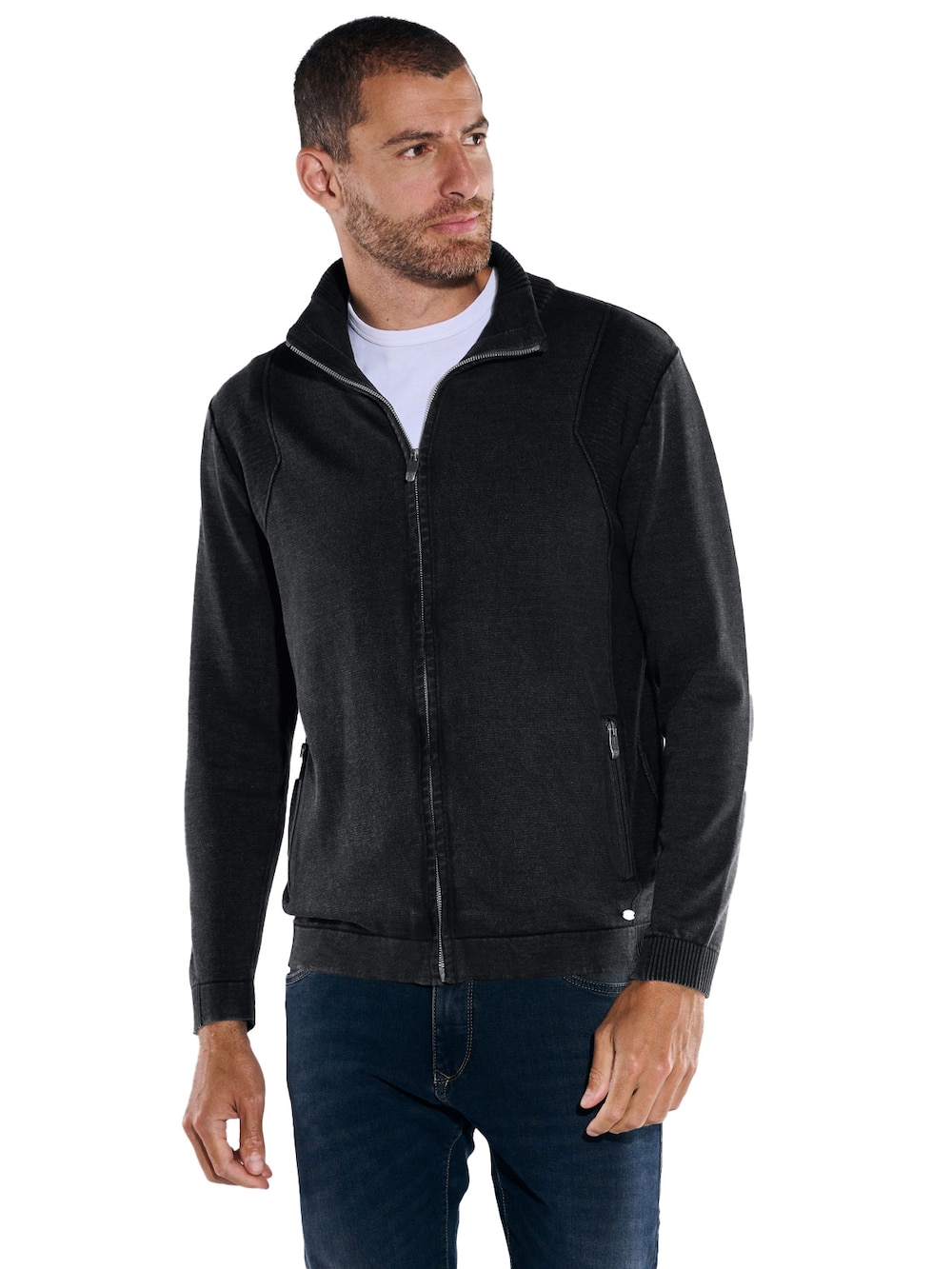 Große Größen engbers Herren Cardigan mit Zipper , Herren, schwarz, Größe: 62, Baumwolle, Happy Size DE Men von engbers