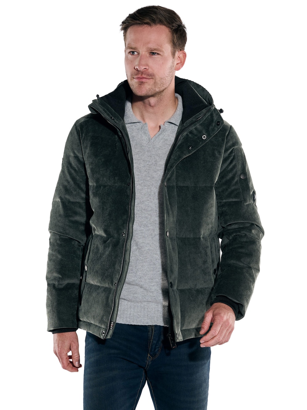 Große Größen engbers Herren Cordjacke mit Funktionsdetails , Herren, grün, Größe: 60, Polyester, Happy Size DE Men von engbers