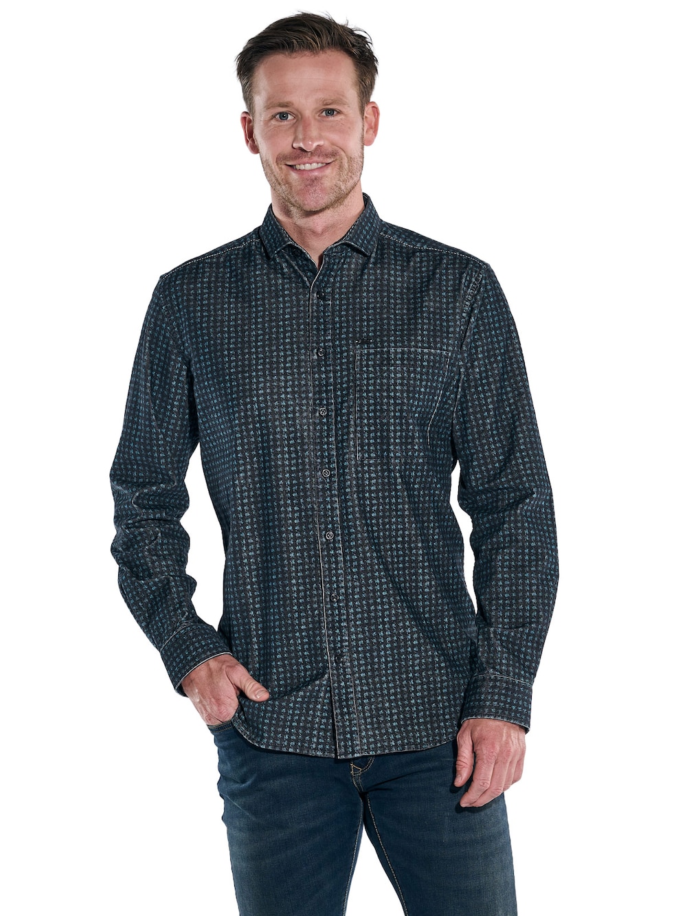 Große Größen engbers Herren Hemd langarm , Herren, grün, Größe: 64, Baumwolle, Happy Size DE Men von engbers