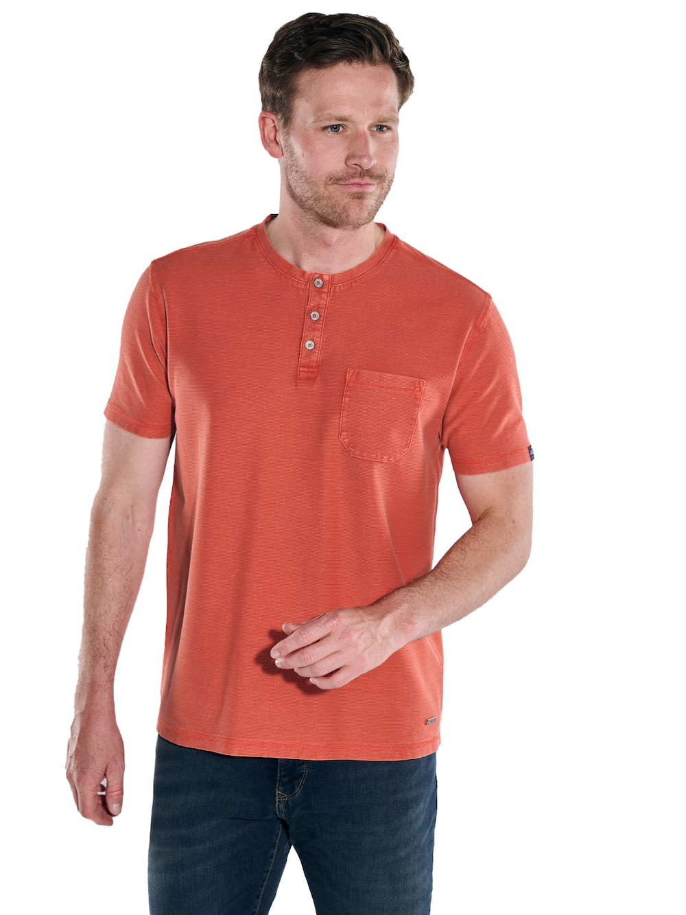 Große Größen engbers Herren Henley-Shirt regular , Herren, orange, Größe: 64, Baumwolle, Happy Size DE Men von engbers