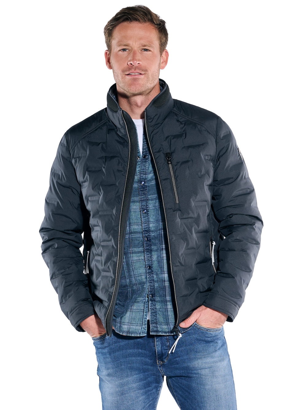 Große Größen engbers Herren Jacke mit dezenter Struktur , Herren, türkis, Größe: 64, Polyester, Happy Size DE Men von engbers
