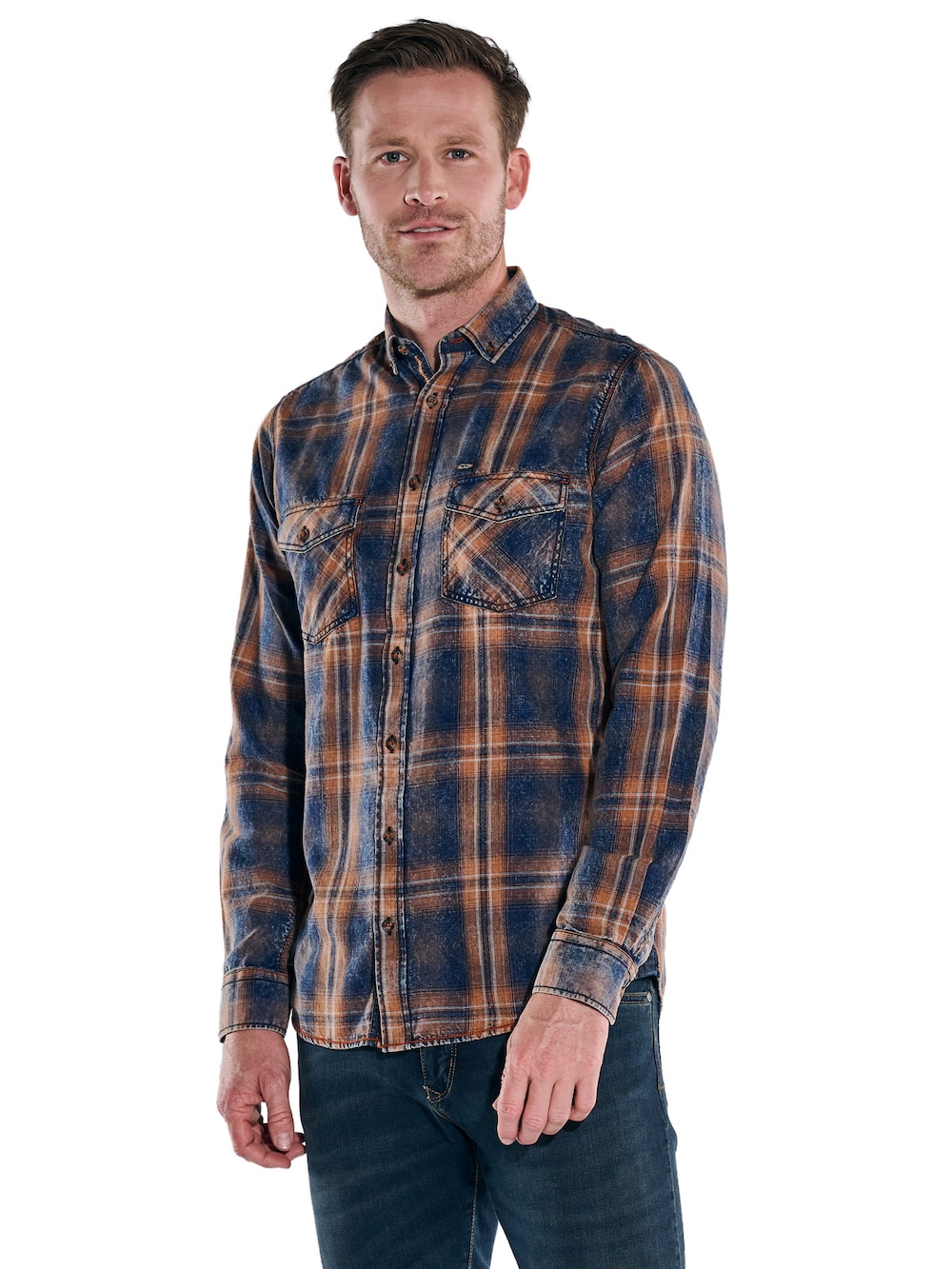 Große Größen engbers Herren Karohemd , Herren, orange, Größe: 64, Baumwolle, Happy Size DE Men von engbers