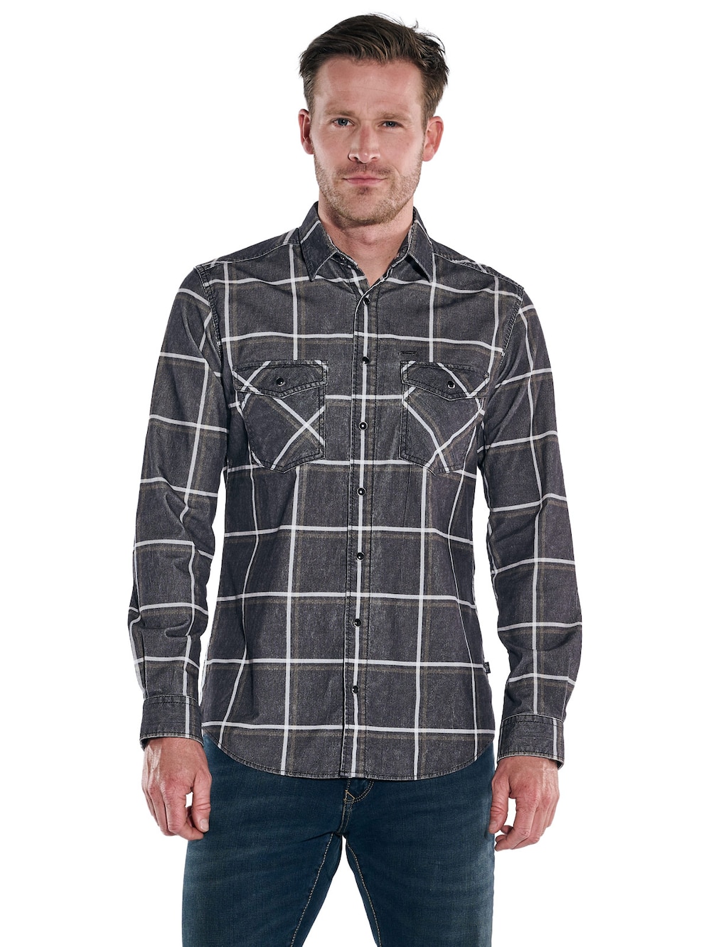 Große Größen engbers Herren Langamr-Hemd kariert , Herren, schwarz, Größe: 64, Baumwolle, Happy Size DE Men von engbers