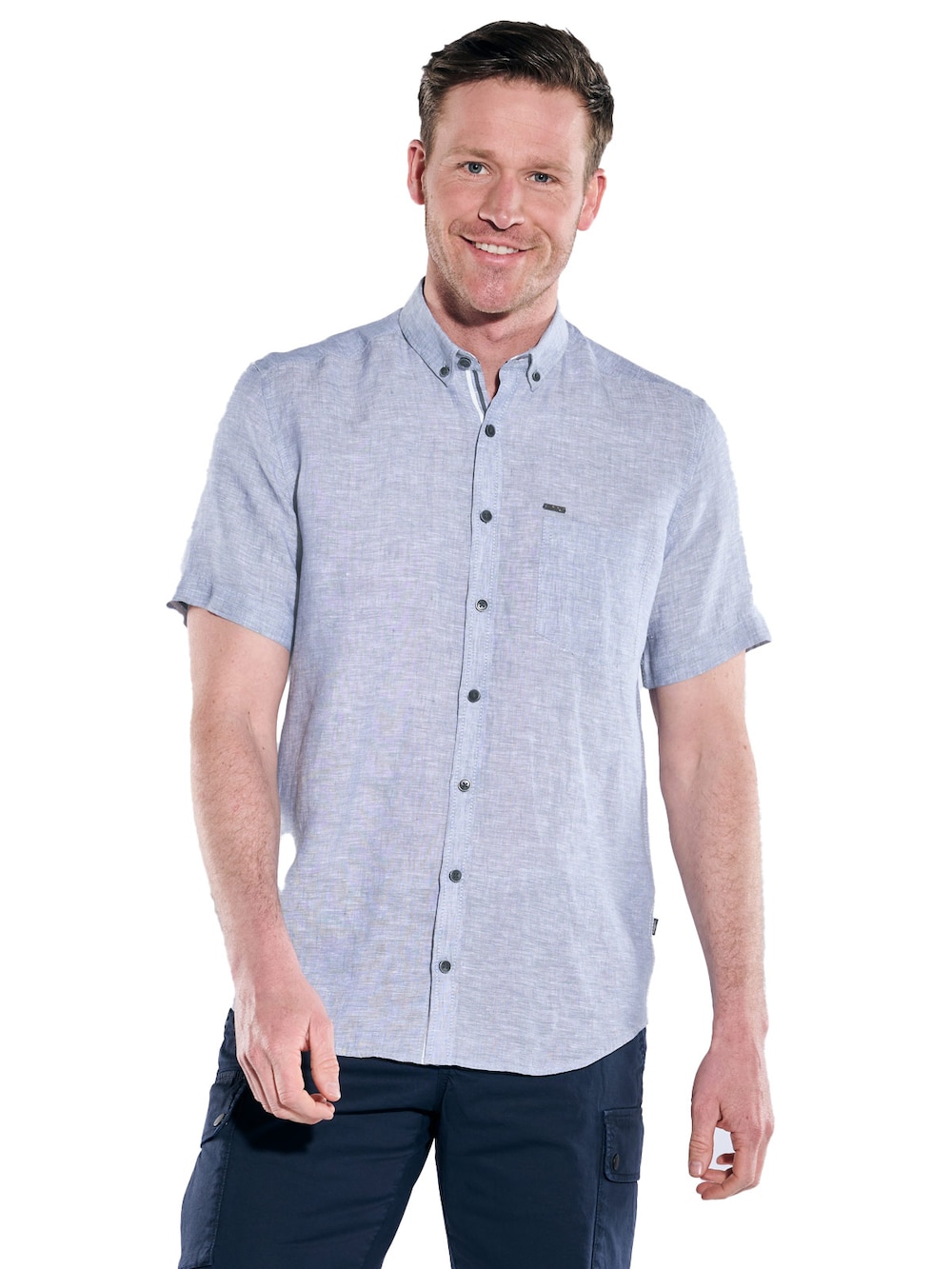 Große Größen engbers Herren Kurzarm-Hemd aus Leinen , Herren, blau, Größe: 68, Leinen, Happy Size DE Men von engbers