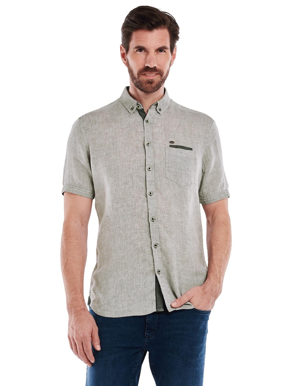Große Größen engbers Herren Kurzarm-Hemd aus Leinen , Herren, grau, Größe: 60, Leinen, Happy Size DE Men von engbers