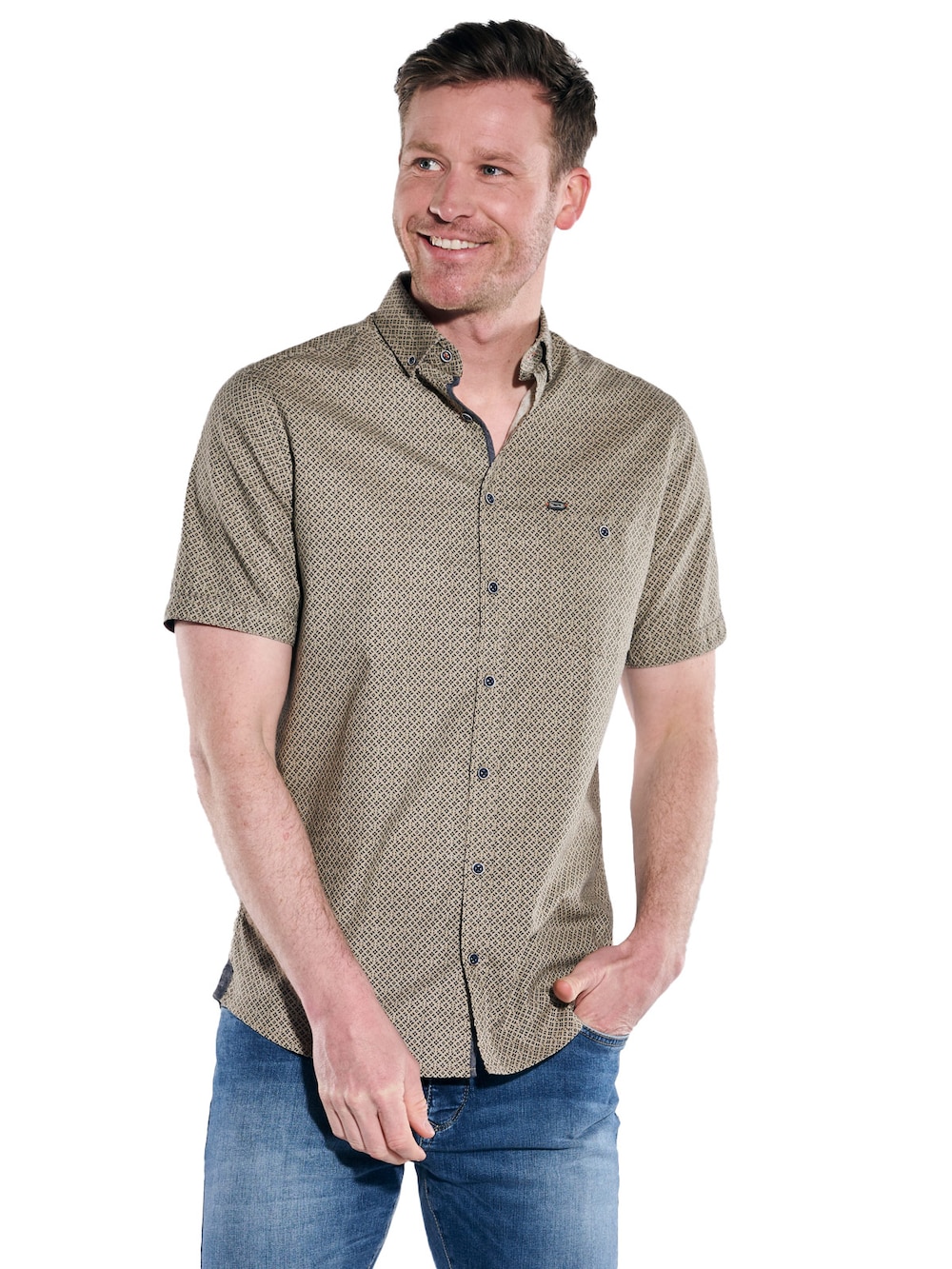 Große Größen engbers Herren Kurzarm-Hemd gemustert , Herren, beige, Größe: 64, Baumwolle, Happy Size DE Men von engbers