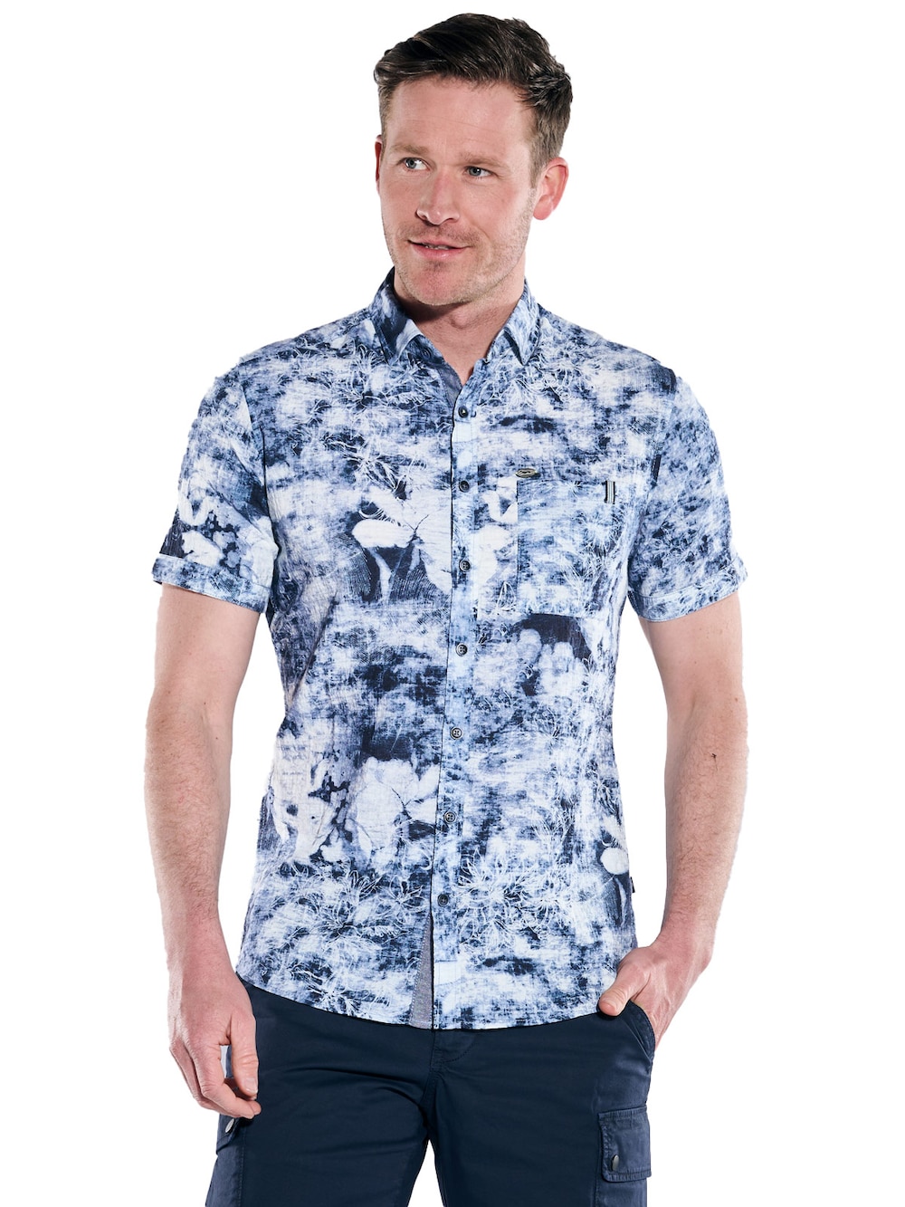 Große Größen engbers Herren Kurzarm-Hemd gemustert , Herren, grau, Größe: 58, Baumwolle, Happy Size DE Men von engbers