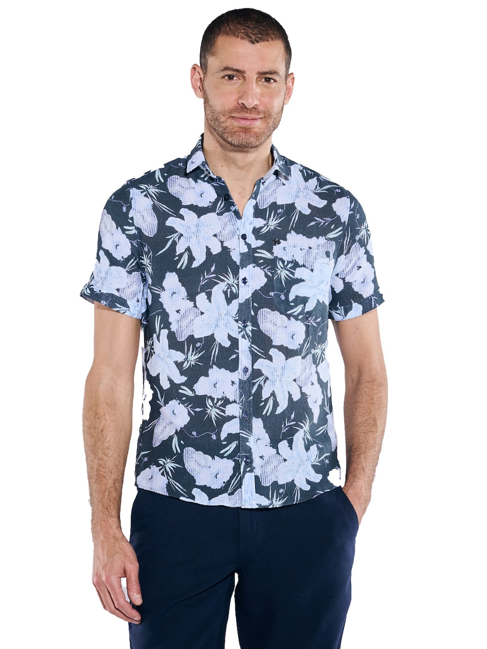 Große Größen engbers Herren Kurzarm-Hemd gemustert , Herren, grau, Größe: 62, Baumwolle, Happy Size DE Men von engbers