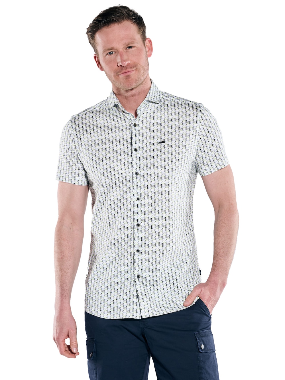 Große Größen engbers Herren Kurzarm-Hemd gemustert , Herren, grün, Größe: 58, Baumwolle, Happy Size DE Men von engbers